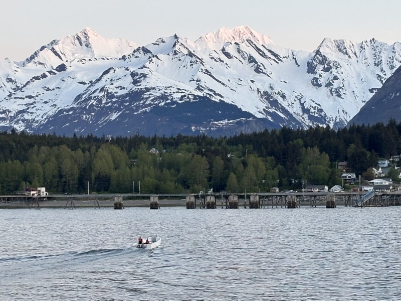 Tender taking crew<br />ashore at Haines.